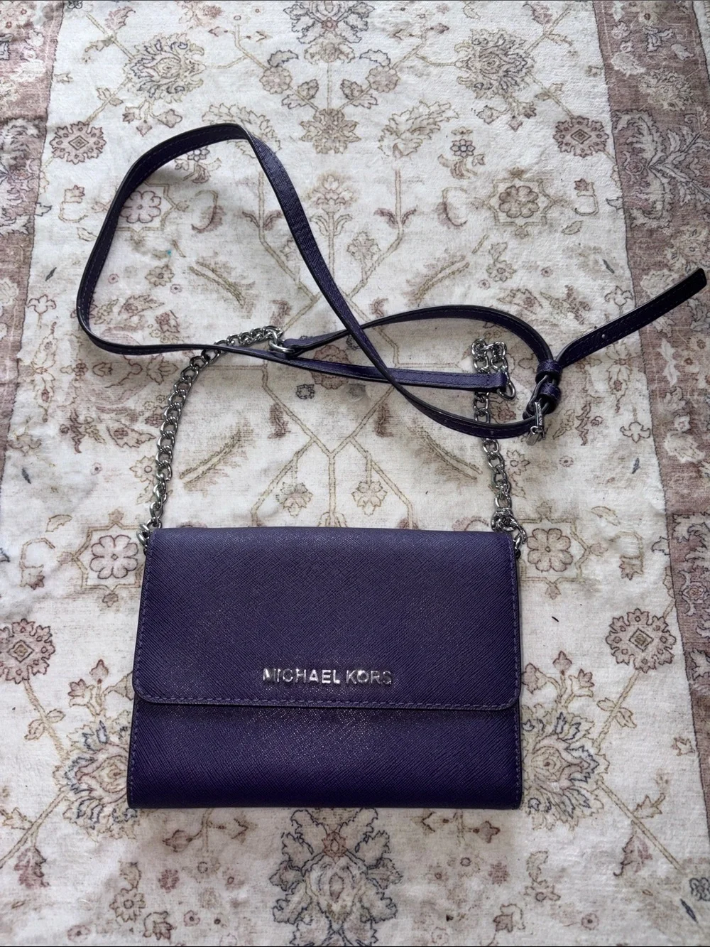 Michael Kors Purple Saffiano Leather Smartphone Bag